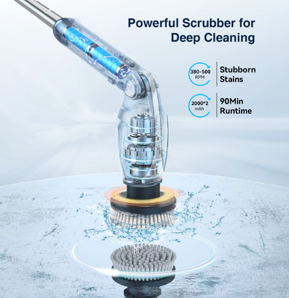 Telescopic Electric Brush – Extendable Cordless Scrubber | HomeIQ Tools