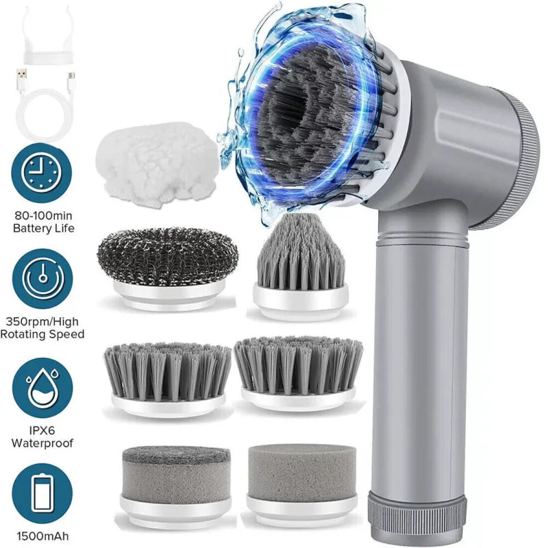 Rechargeable Electric Spin Scrubber – Turbo Cordless Cleaning Brush for Bathroom & Kitchen | HomeIQ Tools