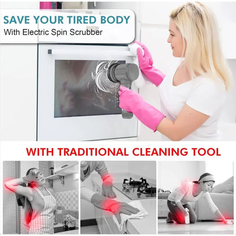 Rechargeable Electric Spin Scrubber – Turbo Cordless Cleaning Brush for Bathroom & Kitchen | HomeIQ Tools