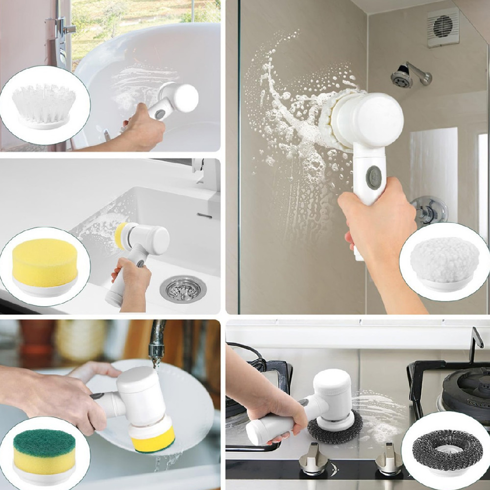 Electric Spin Scrubber – 5-in-1 Cordless Rechargeable Cleaning Brush | HomeIQ Tools