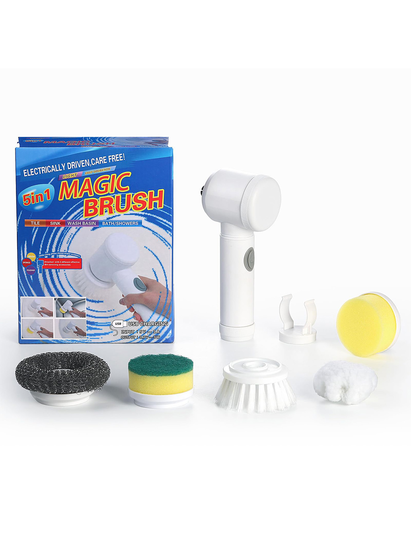 Electric Spin Scrubber – 5-in-1 Cordless Rechargeable Cleaning Brush | HomeIQ Tools